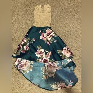 gold and green dress